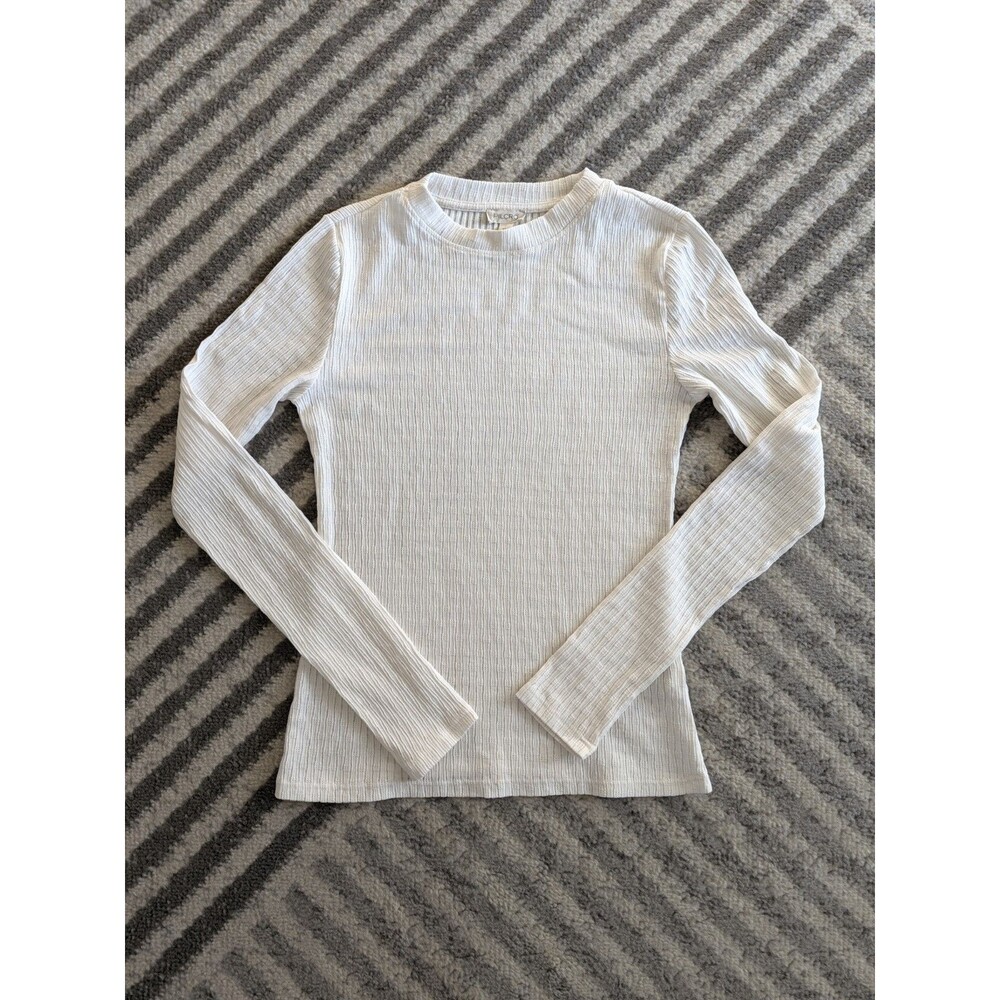 Anthropologie Pilcro White Textured Rib Long Sleeve Top Women’s S